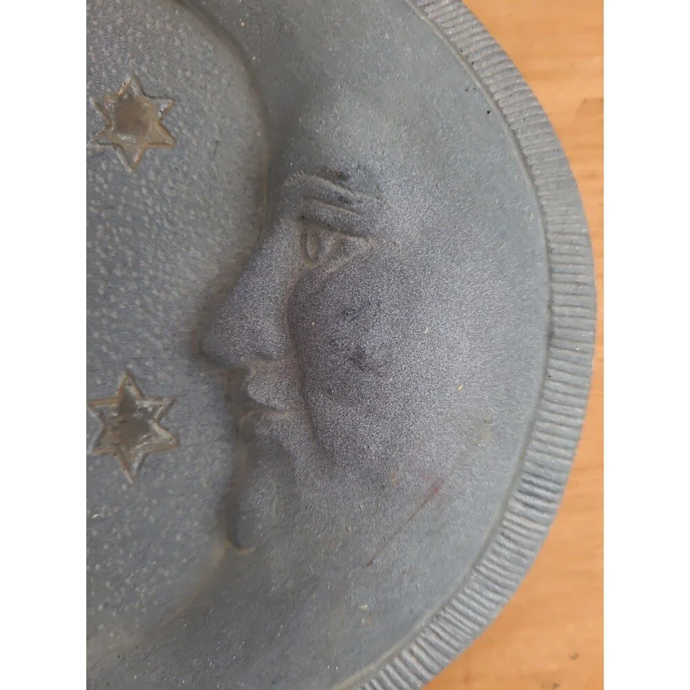 Celestial Moon and Stars Hanging Wall Decor Plaque Gray Plaster 7